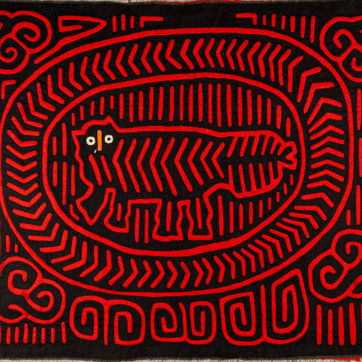 Black And Red Cheshire Cat Museum Quality Mola