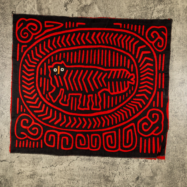 Black And Red Cheshire Cat Museum Quality Mola
