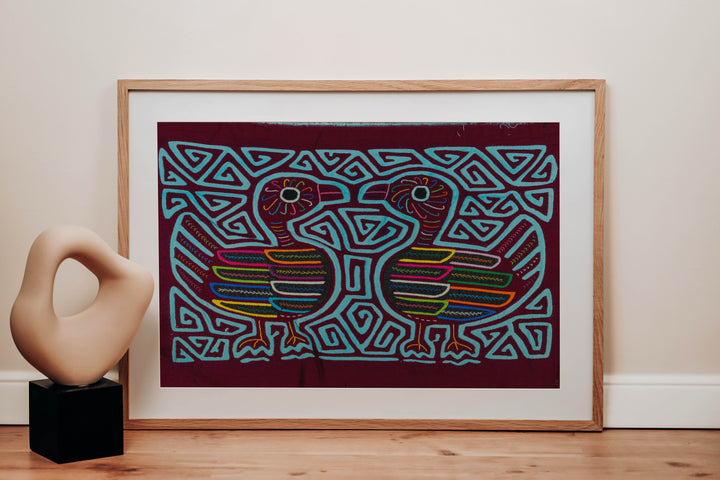 Burgundy And Turquoise Two Ducks A&
