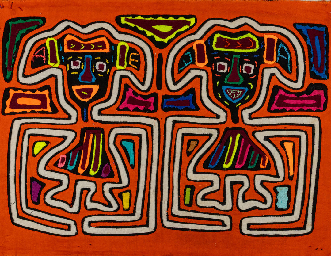 Orange And White Long Arm Twin Sister Mola