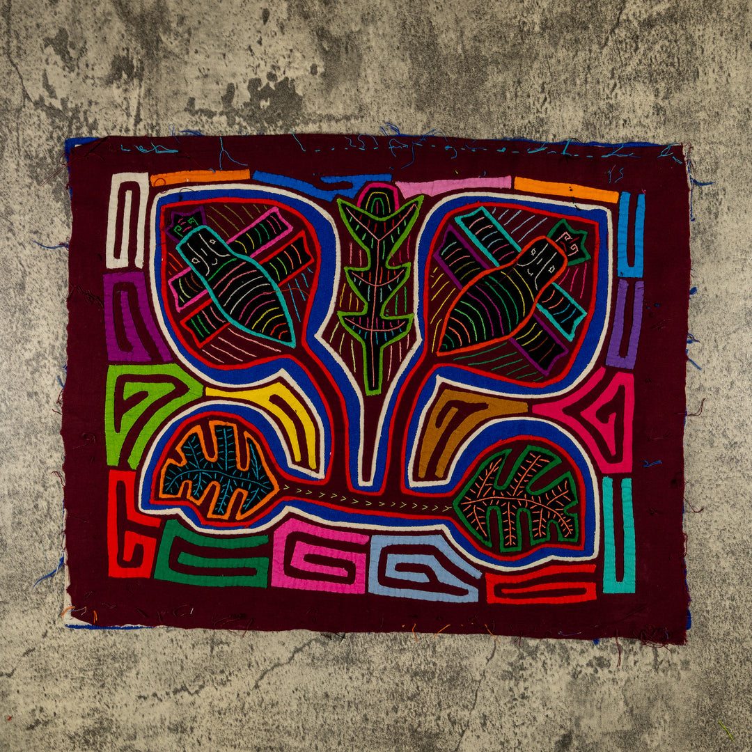 Burgundy Butterfly And Flower Mola