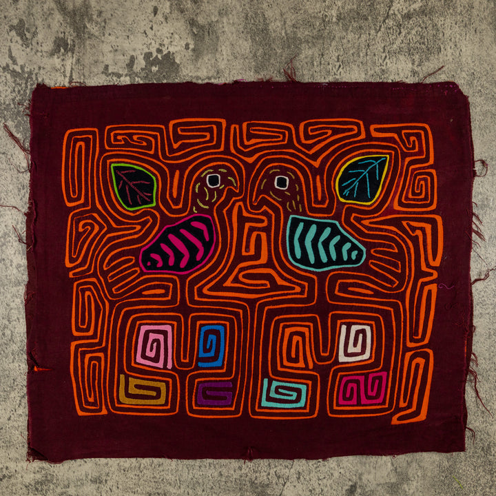 Burgundy And Orange Love Affair IN The Rainforest Mola