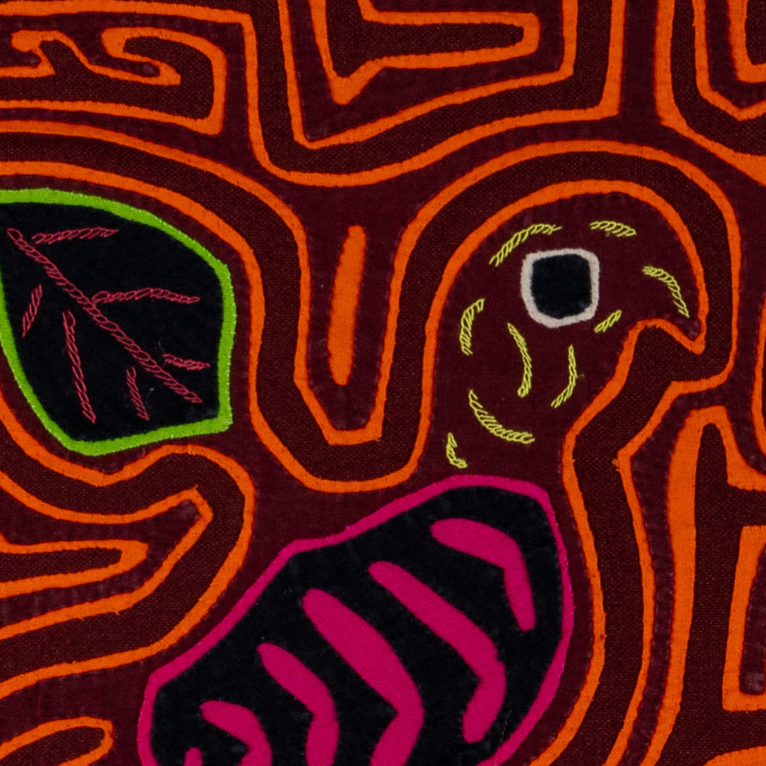Burgundy And Orange Love Affair IN The Rainforest Mola