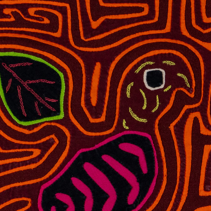 Burgundy And Orange Love Affair IN The Rainforest Mola