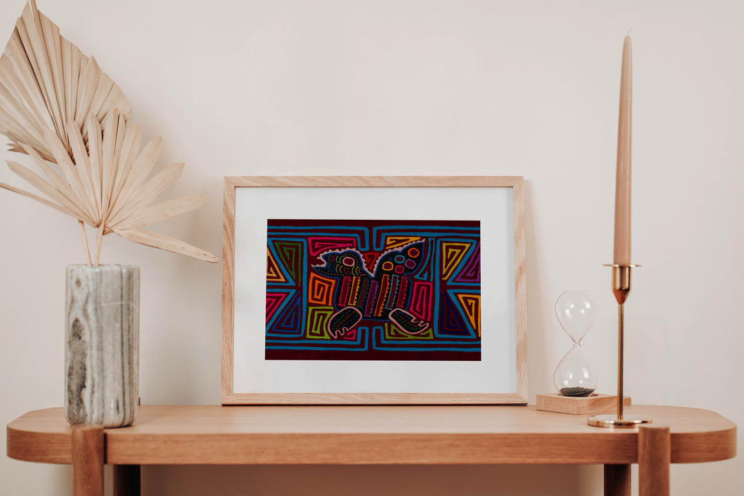 Burgundy And Turquoise Jungle Joker Mola