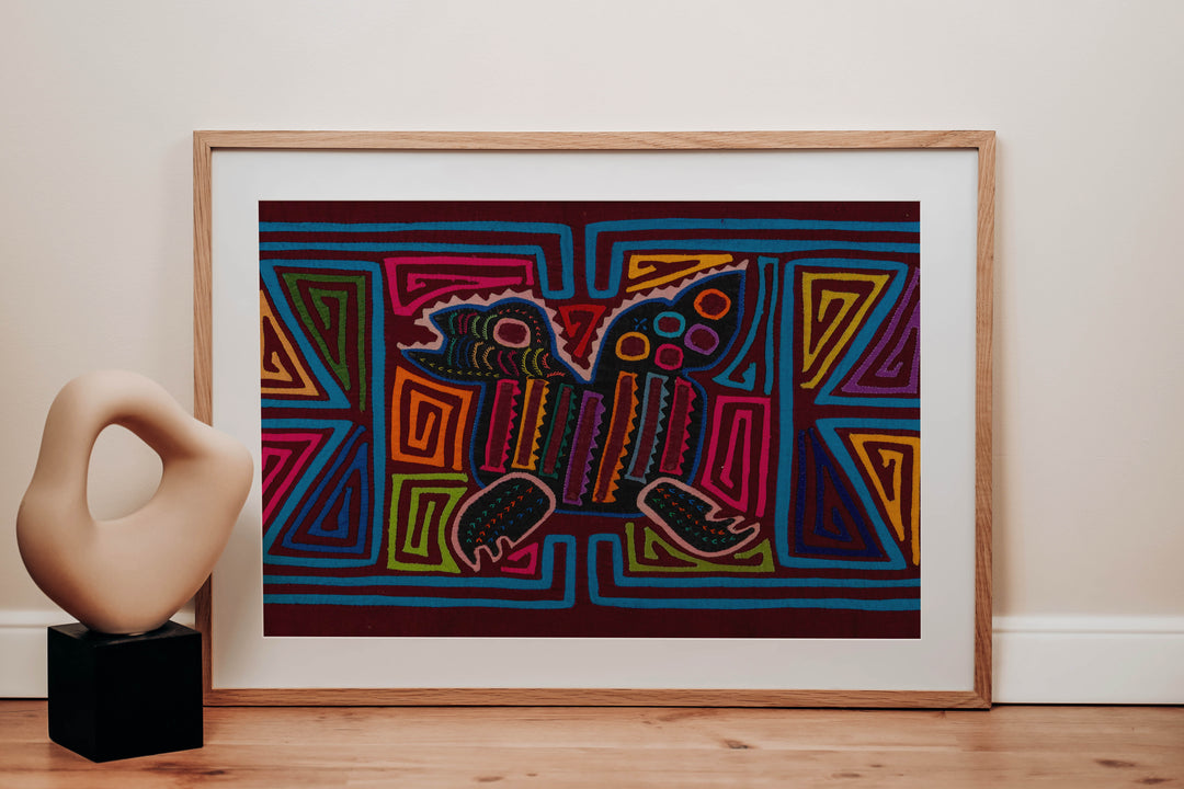 Burgundy And Turquoise Jungle Joker Mola