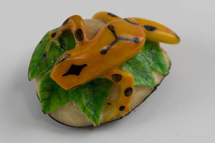 Wounaan Indian Golden Tagua Nut Frog Carving