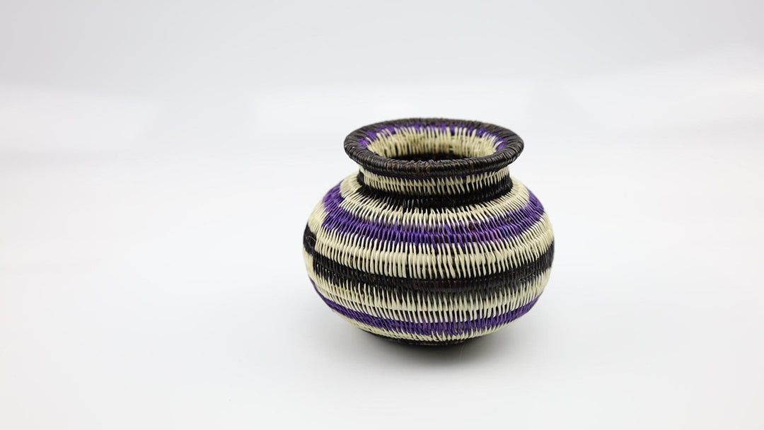 Wounaan Indian Hand Woven Black and Purple Panama Basket