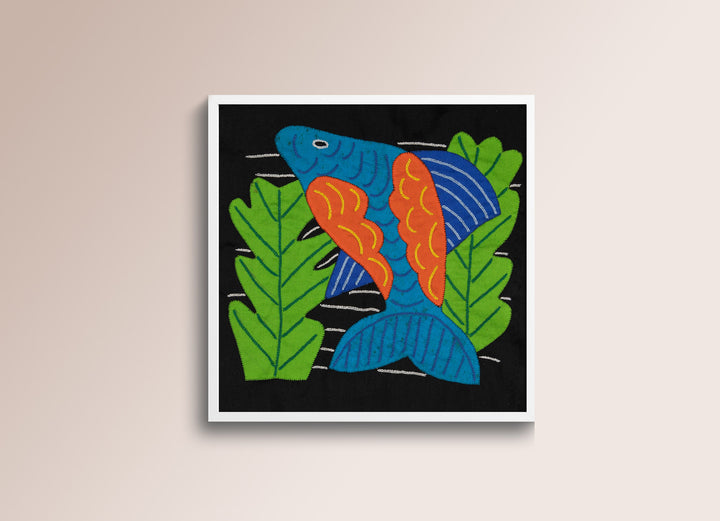 Blue And Orange Dolphin Among Ferns Molita