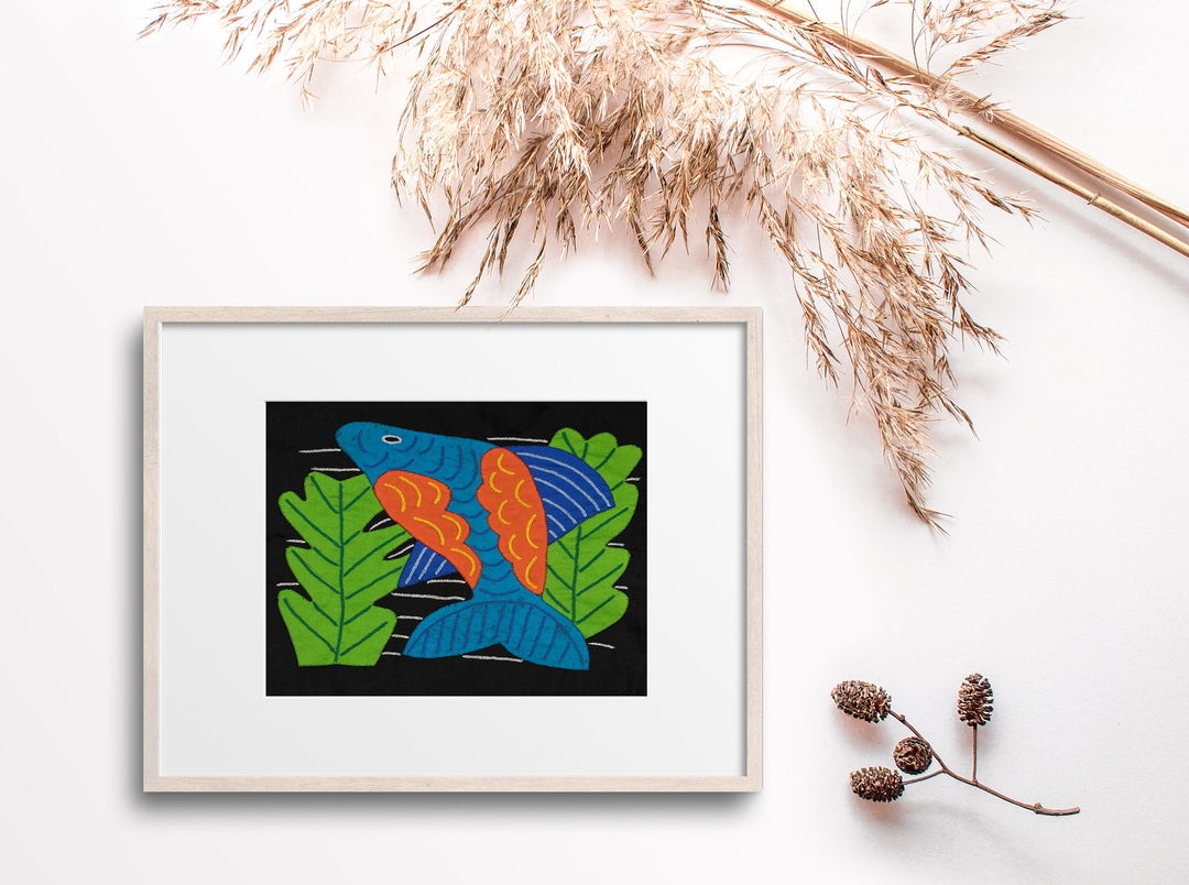 Blue And Orange Dolphin Among Ferns Molita
