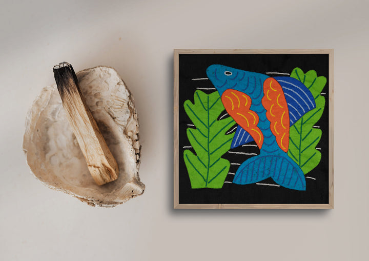 Blue And Orange Dolphin Among Ferns Molita