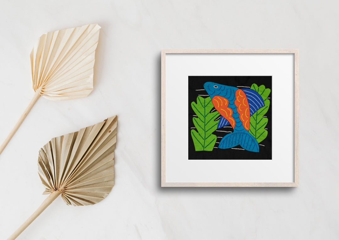 Blue And Orange Dolphin Among Ferns Molita