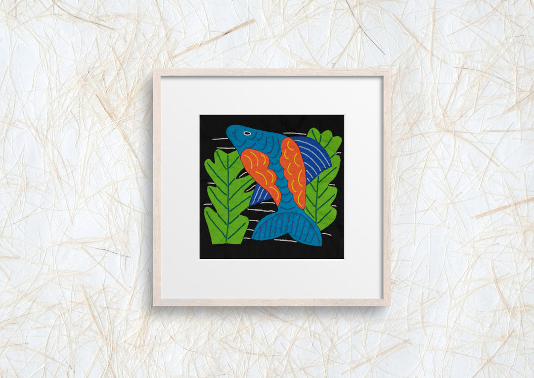 Blue And Orange Dolphin Among Ferns Molita
