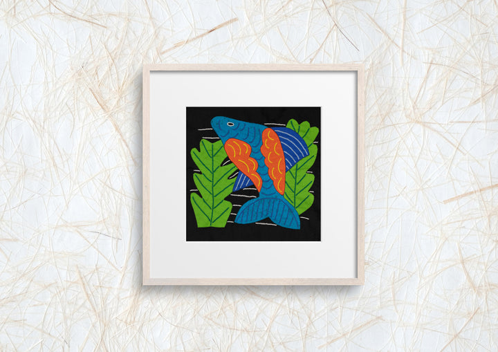 Blue And Orange Dolphin Among Ferns Molita