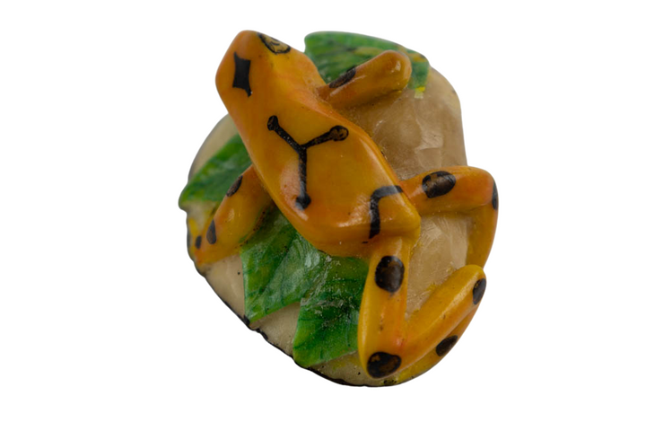 Wounaan Indian Golden Tagua Nut Frog Carving