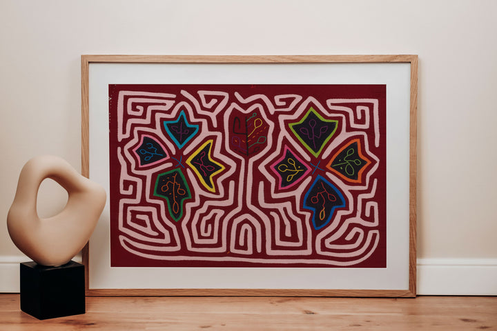 Burgundy White Floral Flower Mola