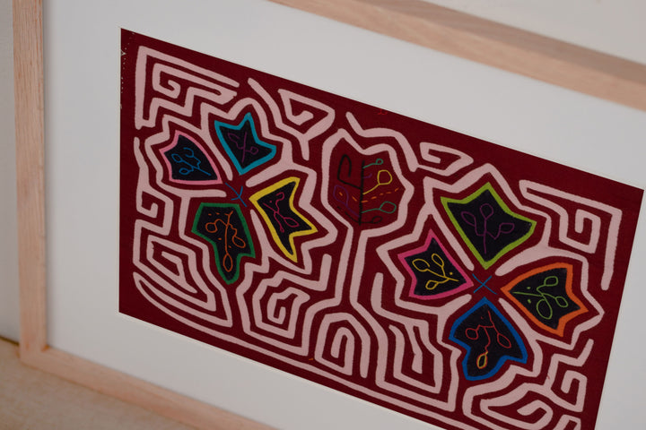 Burgundy White Floral Flower Mola