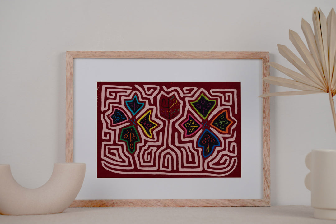 Burgundy White Floral Flower Mola