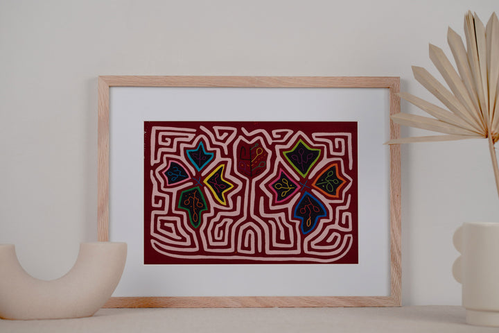 Burgundy White Floral Flower Mola