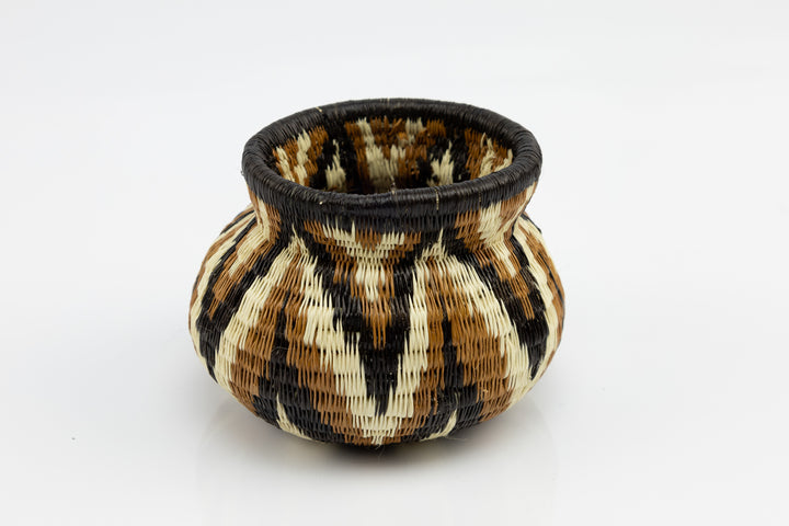 Wounaan Indian Hand Woven Brown Black and White Panama Basket