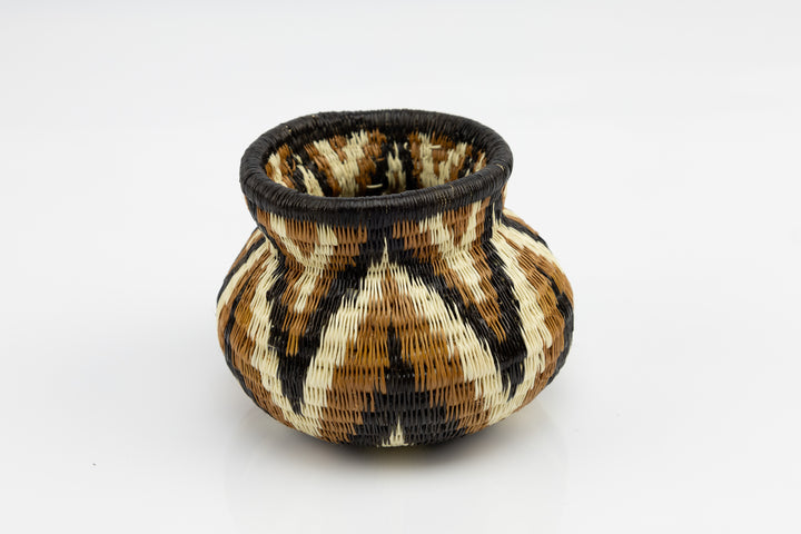 Wounaan Indian Hand Woven Brown Black and White Panama Basket