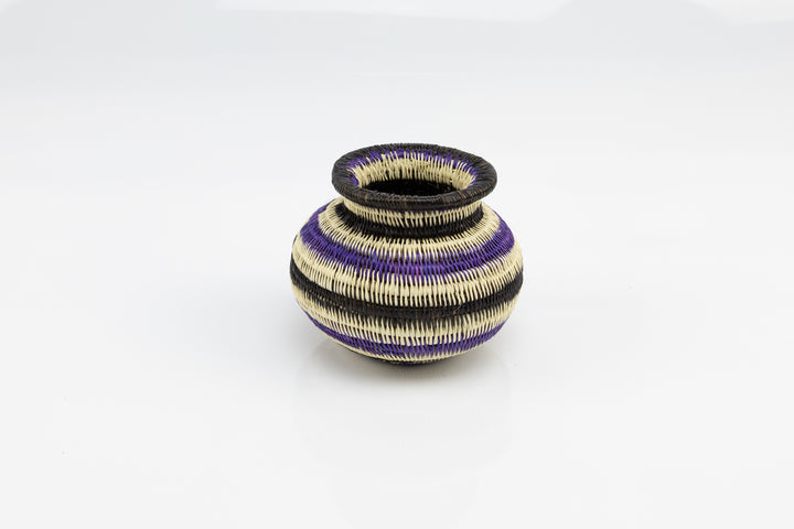 Wounaan Indian Hand Woven Black and Purple Panama Basket