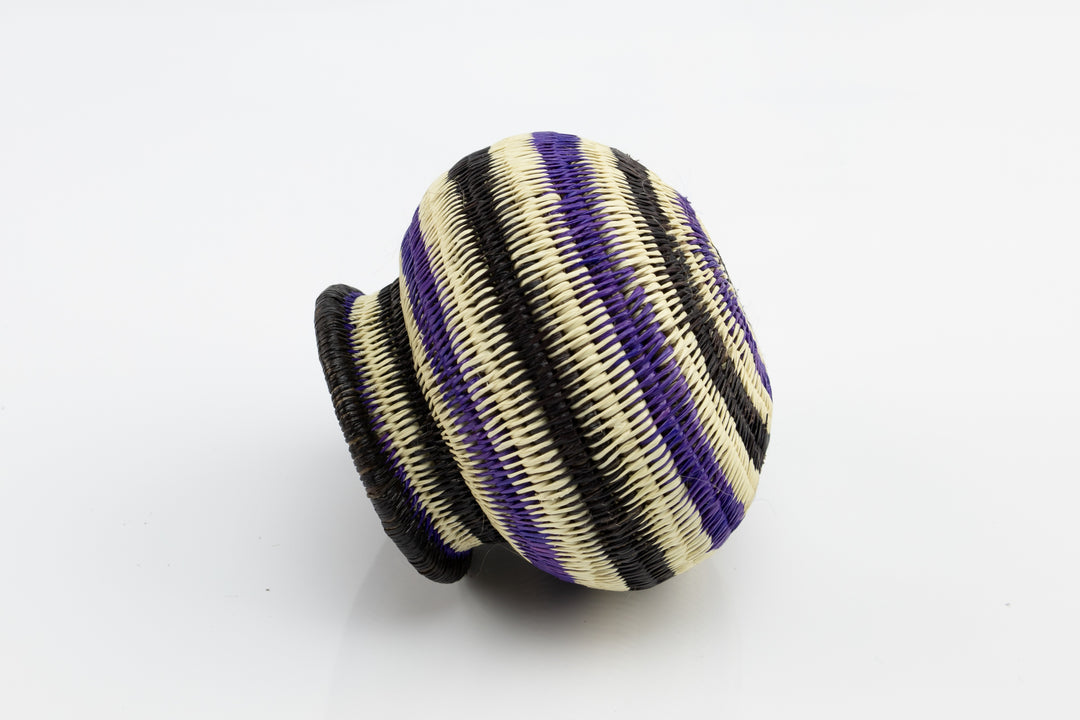 Wounaan Indian Hand Woven Black and Purple Panama Basket