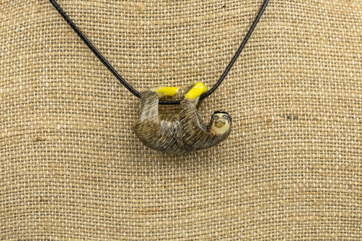 Grey sloth tagua necklace