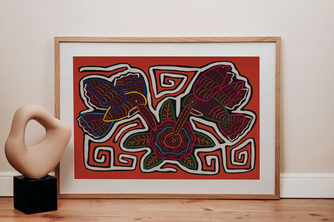 Orange and White Duel Hummingbird and Flower Mola
