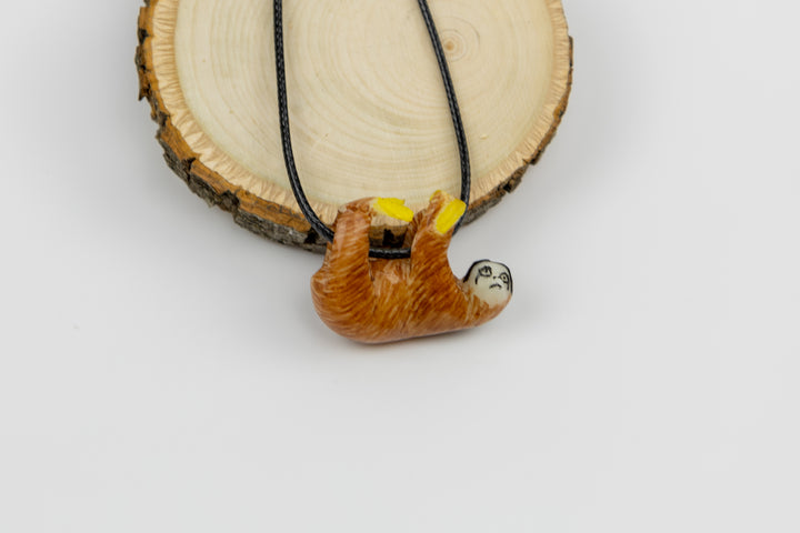 Sloth tagua on wood display
