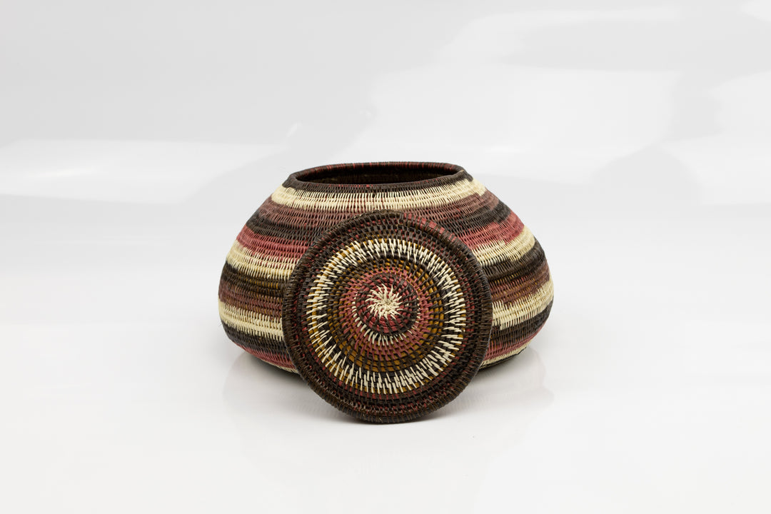 Wounaan Indian Hand Woven Classic Beehive Panama Basket with Top