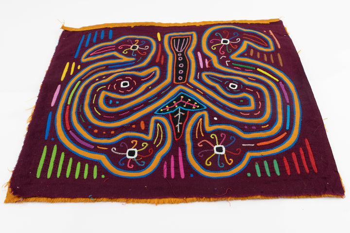 Kuna Indian Hand Sewn Purple Gaggle Mola Panama