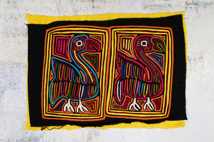 Black Orange and Gold Goose Mola