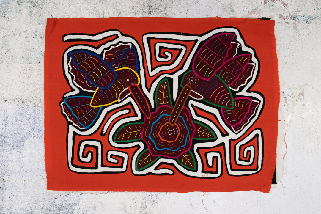 Orange and White Duel Hummingbird and Flower Mola