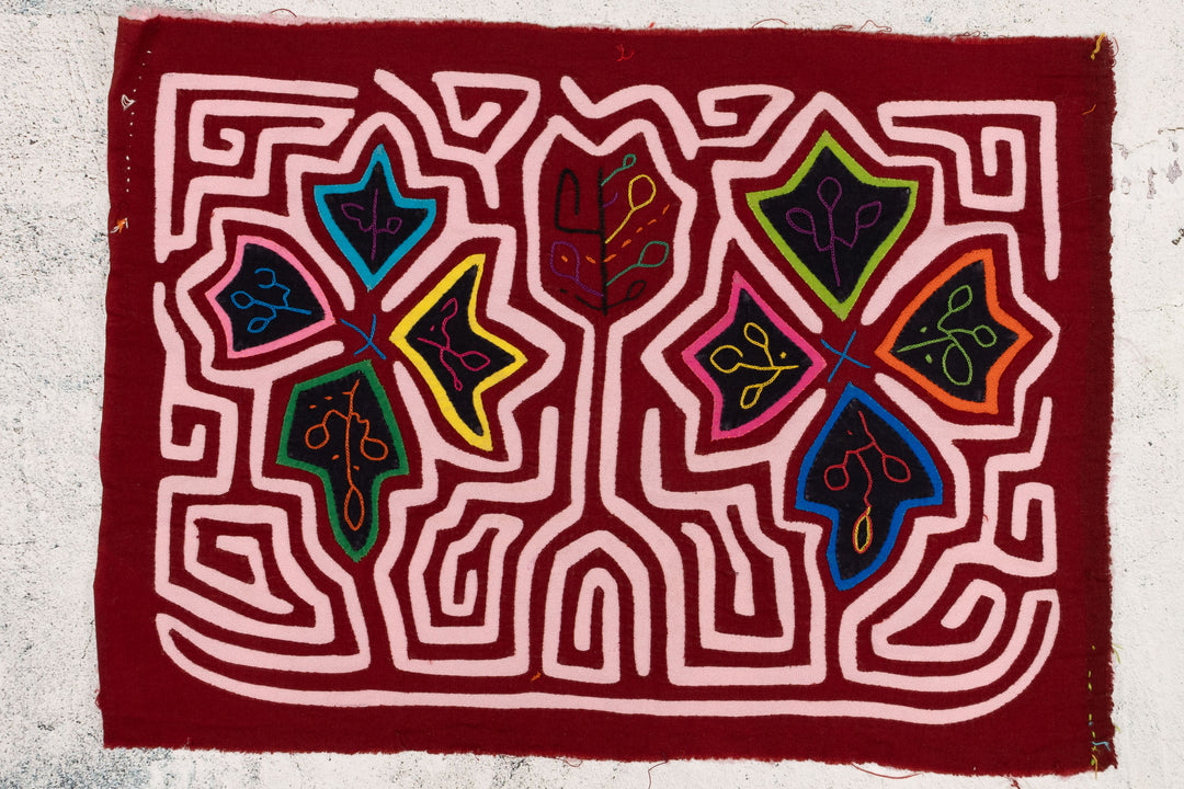 Burgundy White Floral Flower Mola