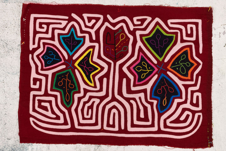 Burgundy White Floral Flower Mola