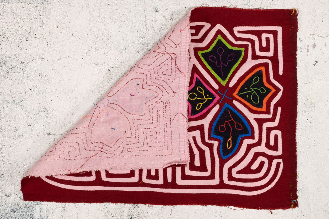 Burgundy White Floral Flower Mola