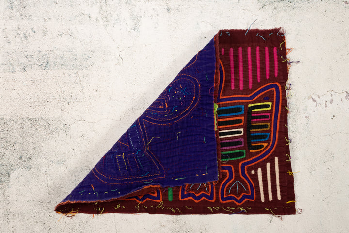 Maroon Blue Loose Goose Talk Mola