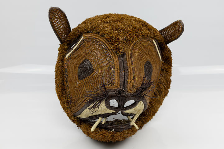 Hand Woven African Feline Lion Mask Panama