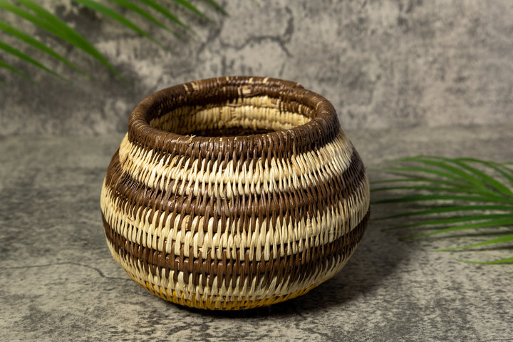 Brown and White Rainforest Vintage Basket
