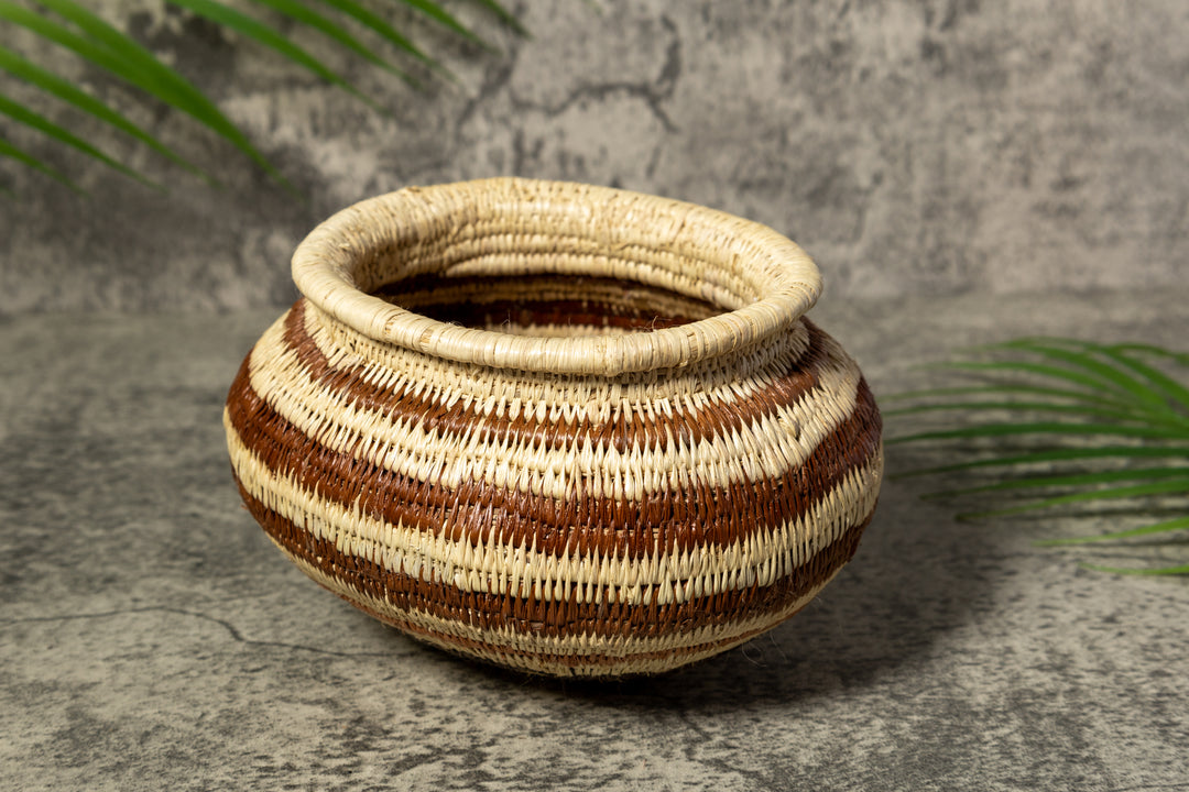 Brown Strip Rainforest Vintage Basket