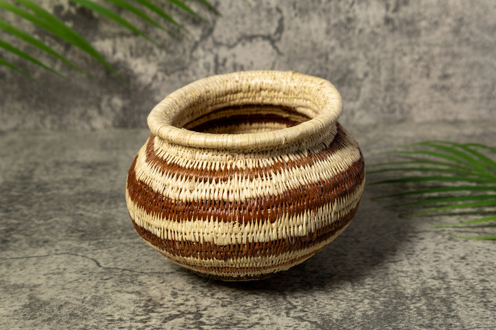Brown Strip Rainforest Vintage Basket