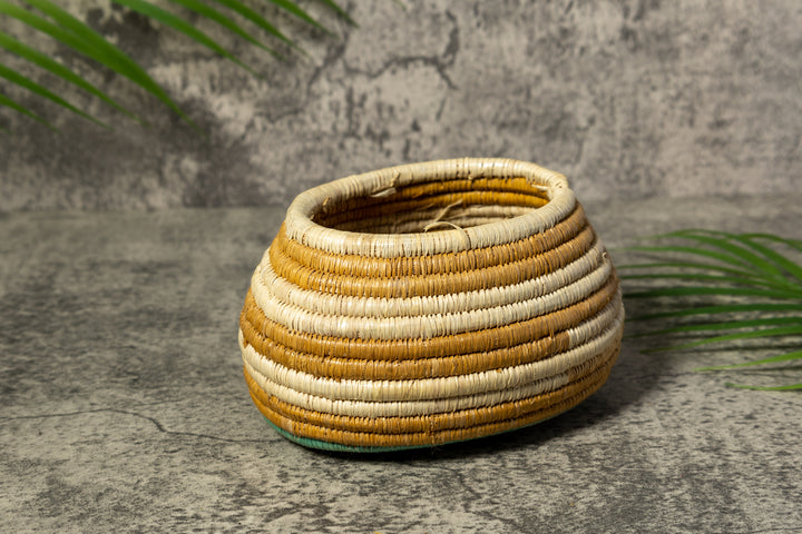 Turquoise Gold And White Rainforest Vintage Basket