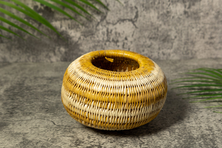 Gold and White Rainforest Vintage Basket