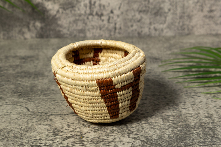 Brown and White Rainforest Vintage Basket