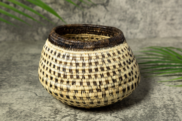 Checkerboard Design Vintage Basket