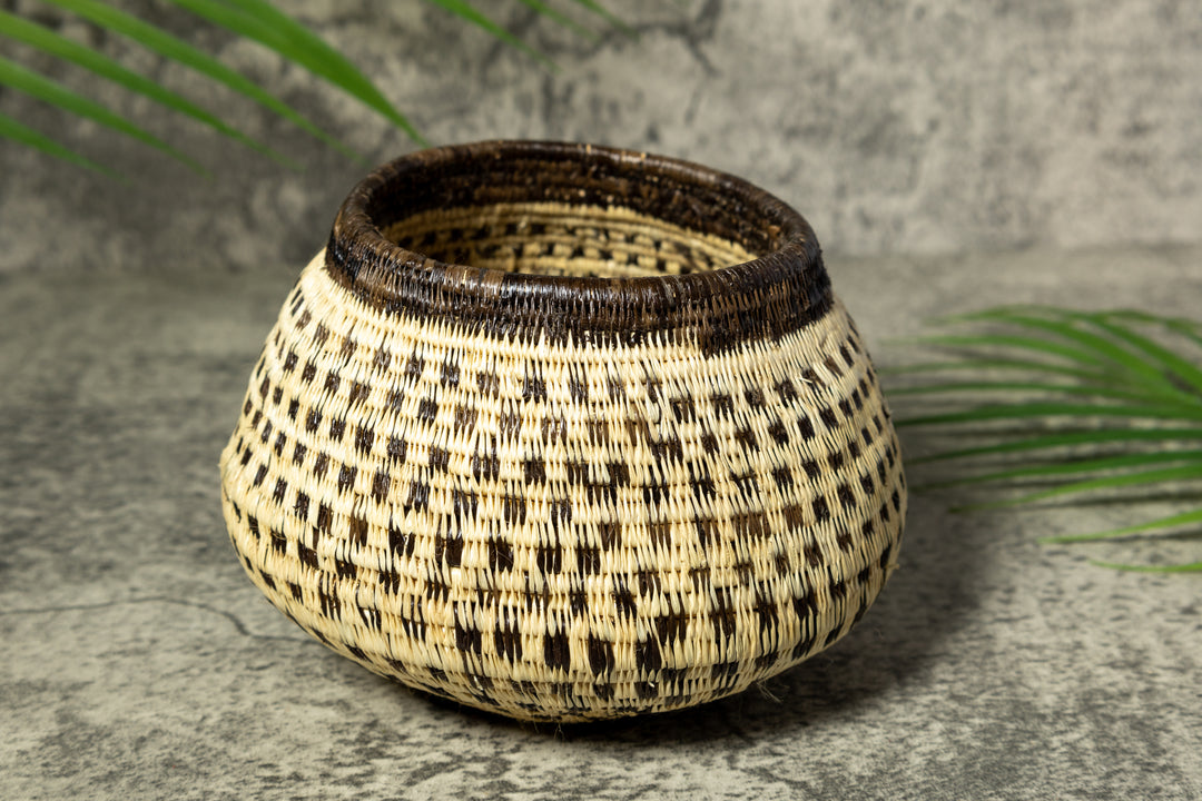 Checkerboard Design Vintage Basket