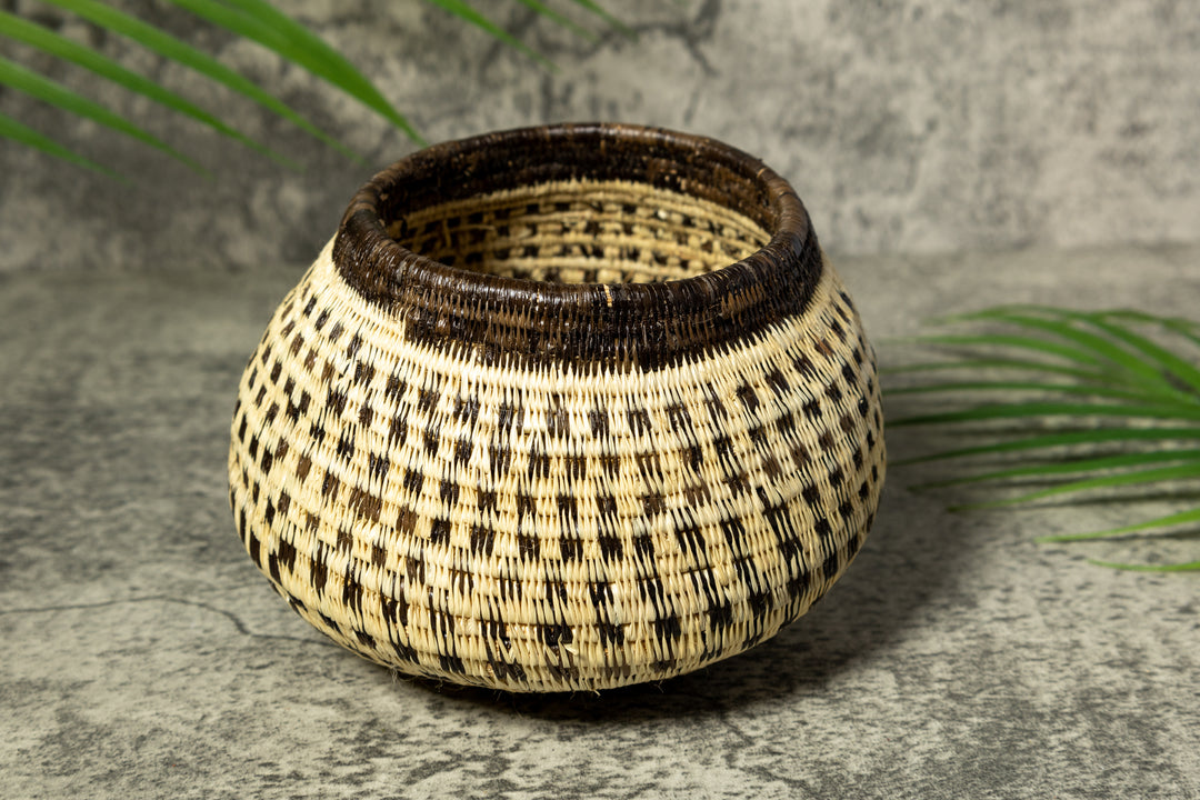 Checkerboard Design Vintage Basket