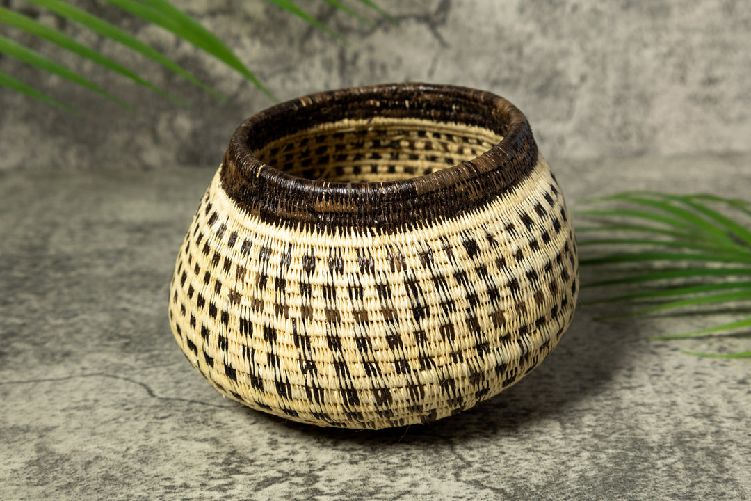 Checkerboard Design Vintage Basket