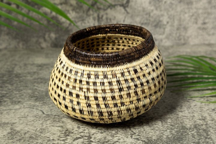 Checkerboard Design Vintage Basket